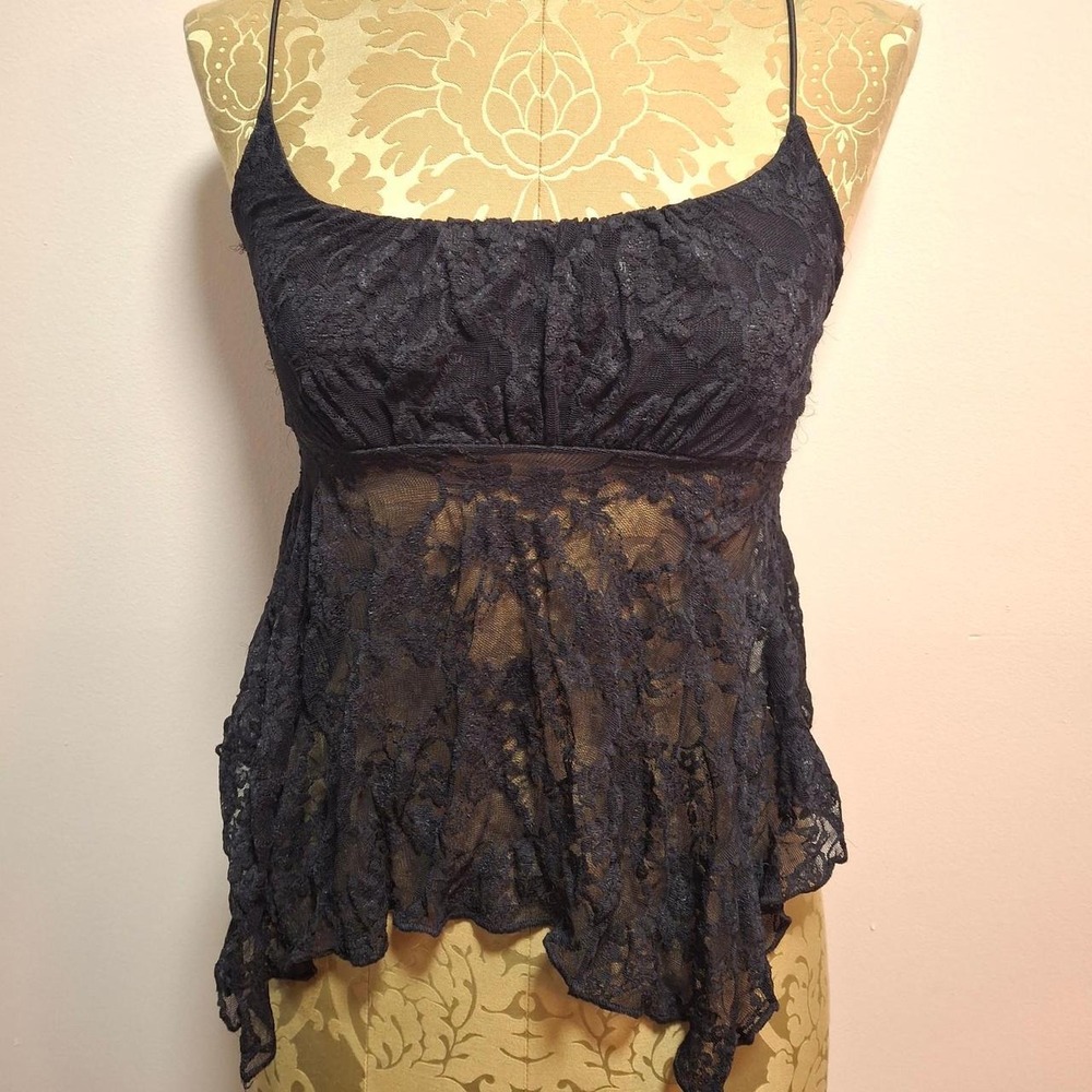 Hot Topic Just Polly Black lace cami top goth festival whimsygoth fairy Y2K - Picture 2 of 7